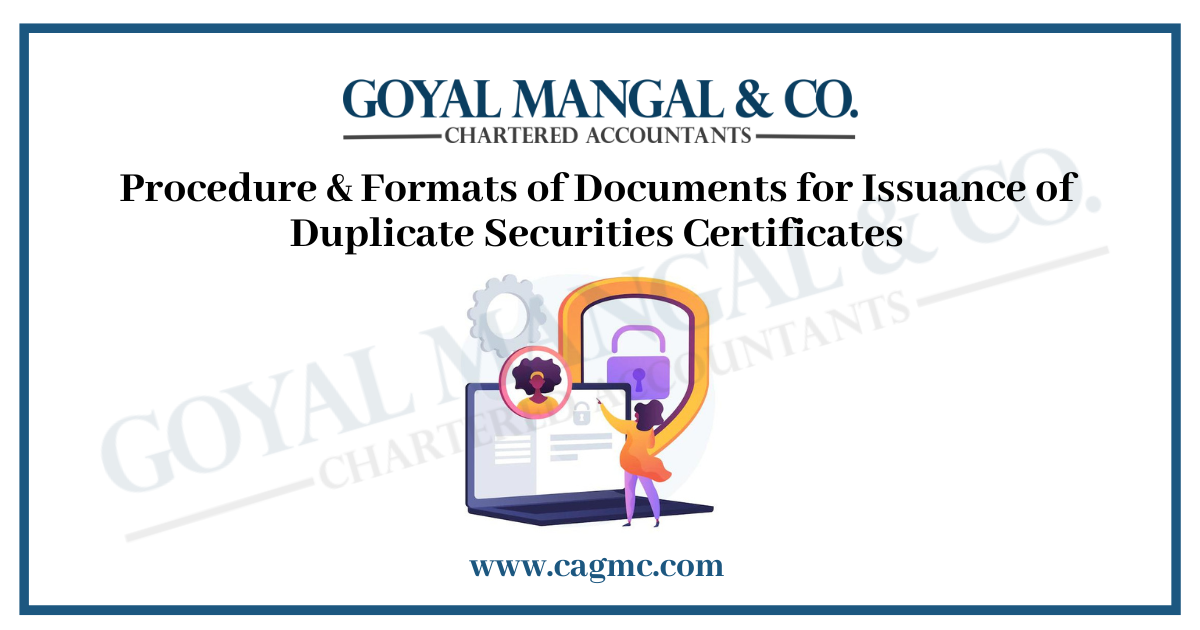 SEBI Procedure & Formats of Duplicate Securities Certificates