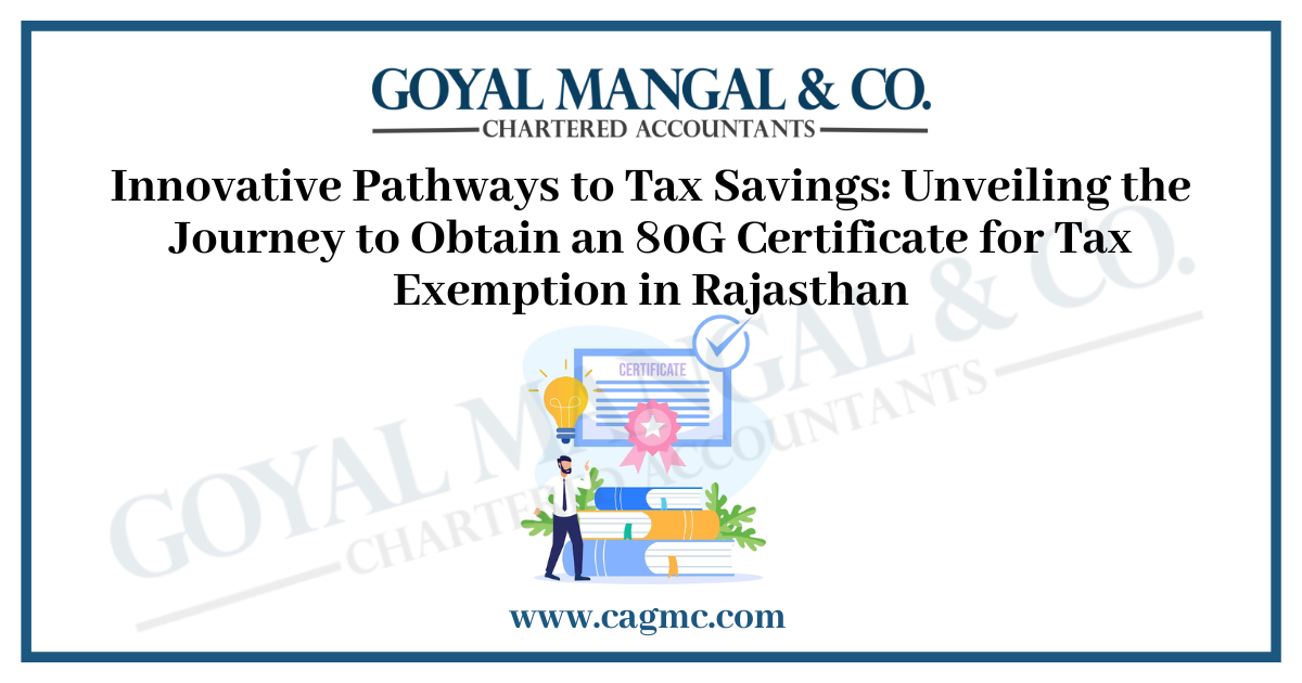 80G Certificate for Tax Exemption in Rajasthan