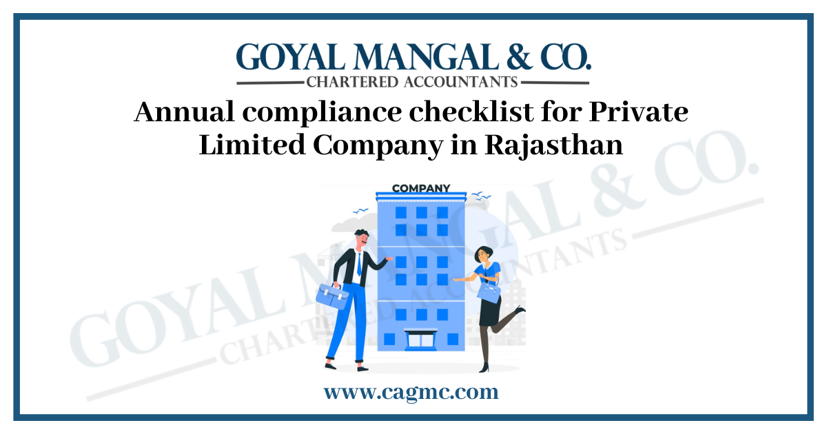 Annual compliance checklist for Private Limited Company in Rajasthan